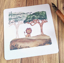 Charger l'image dans la galerie, Carte n'aie pas peur car je suis avec toi Esaiïe 41:10 petit lion dans la savane