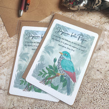 Charger l'image dans la galerie, Carte illustrée à l'aquarelle Oiseau sur une branche Joyeuse fête Papa Verset Proverbe 17:6