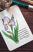 Charger l'image dans la galerie, carte postale Iris peint à l'aquarelle et verset biblique