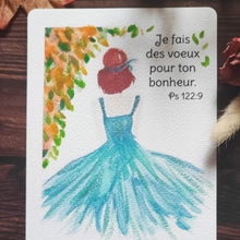 Charger l'image dans la galerie, carte postale jeune fille en bleu à personnaliser