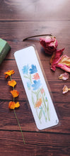 Charger l'image dans la galerie, Marque-page plastifié angles arrondis fleurs bleues et orange