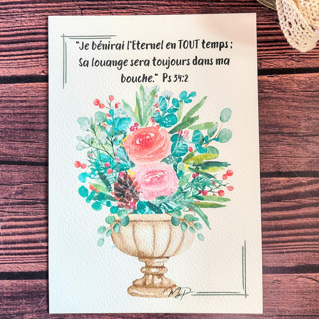 Bouquet d'hiver à l'aquarelle, tout en douceur avec verset biblique