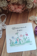 Charger l&#39;image dans la galerie, Carte carrée aquarelle bienvenue bébé
