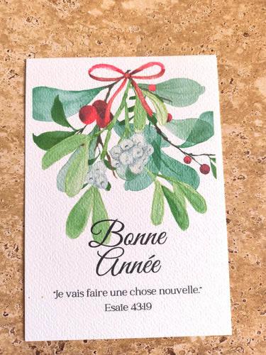 carte bonne année aquarelle et verset Esaïe 43:19