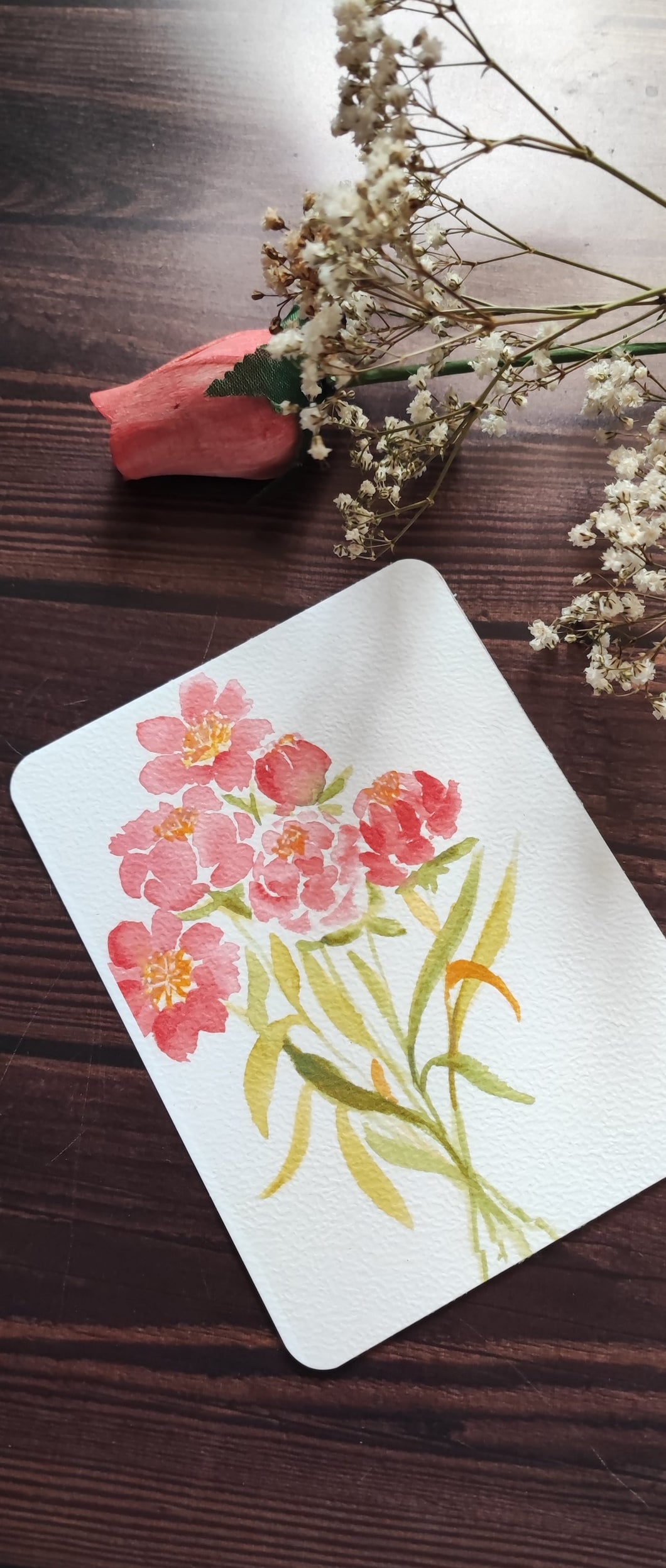 Carte aquarelle bouquet de pivoines