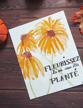 Charger l&#39;image dans la galerie, Affiche peinte à l&#39;aquarelle fleurs d&#39;automne et citation
